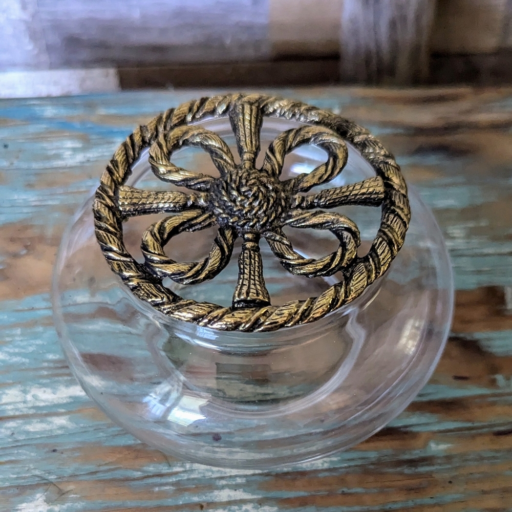 Retro Glass Potpourri Bowl With Brass Lid